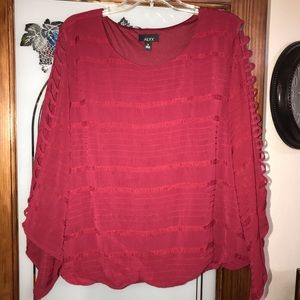 Burgundy Blouse with Openings on Sleeves